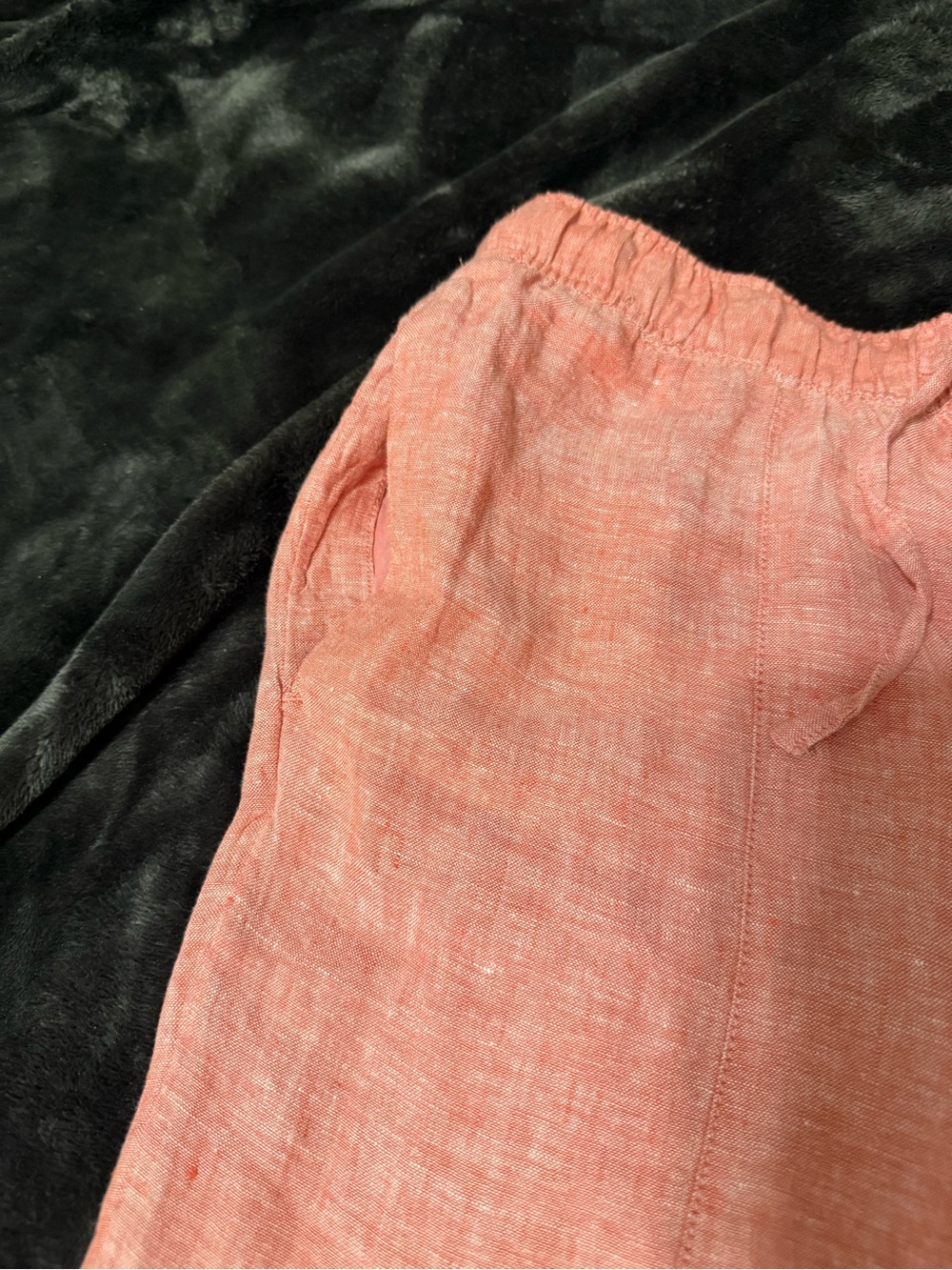 Euro summer style Wide-Leg 100% Linen Pants in Red Rose - Picture 6 of 9